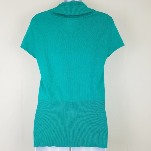AQUA (blue/green) COW NECK CAP SLEEVE SWEATER! IN - Picture 3 of 4